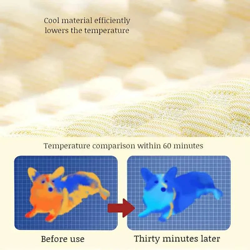 Cooling Pet Sofa Bed – Breathable Ice Silk Dog & Cat Cushion with Backrest Washable Design