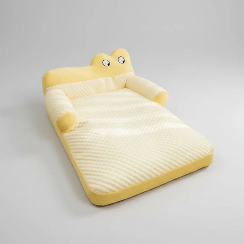 Cooling Pet Sofa Bed – Breathable Ice Silk Dog & Cat Cushion with Backrest Washable Design
